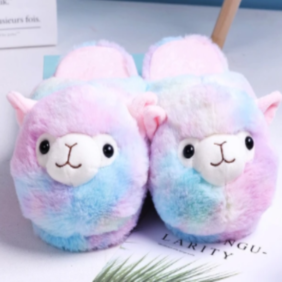 Fluffy alpaca slippers