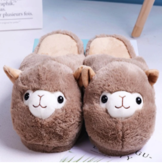 Fluffy alpaca slippers