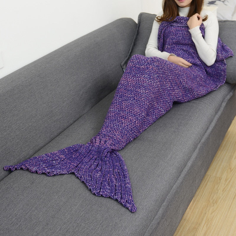 Soft Knitted Mermaid Tail Blanket