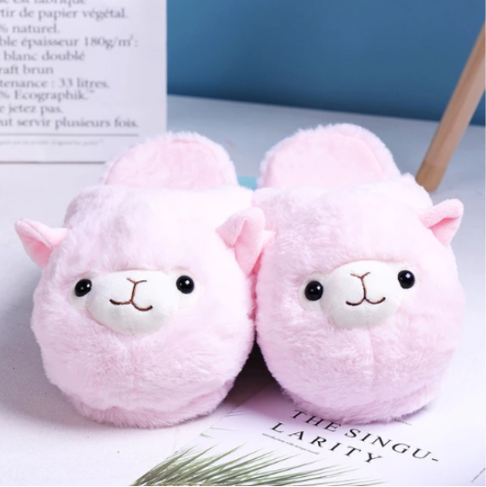 Fluffy alpaca slippers