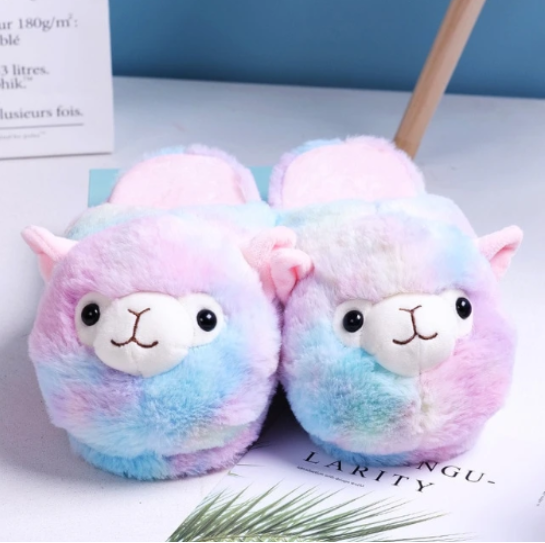 Fluffy alpaca slippers