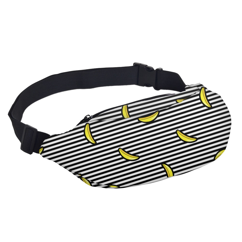 Deanfun 3D Printed Waist bags Pack Striped with Banana Pattern  Adjustable Band for Outdoors Fanny Packs YB20