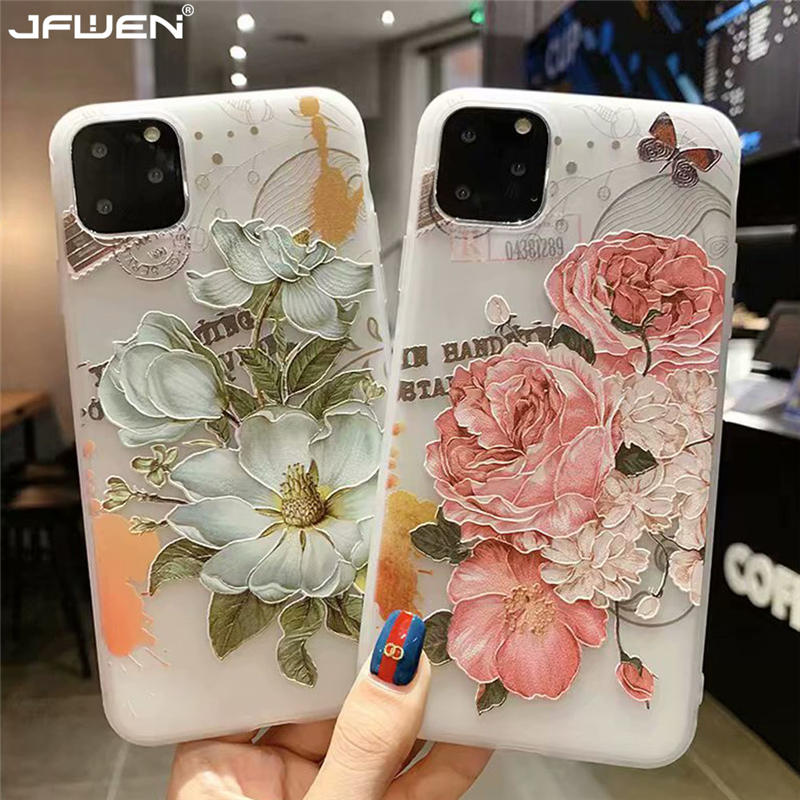 Luxury Relief Flowers Matte Phone Cases For iphone