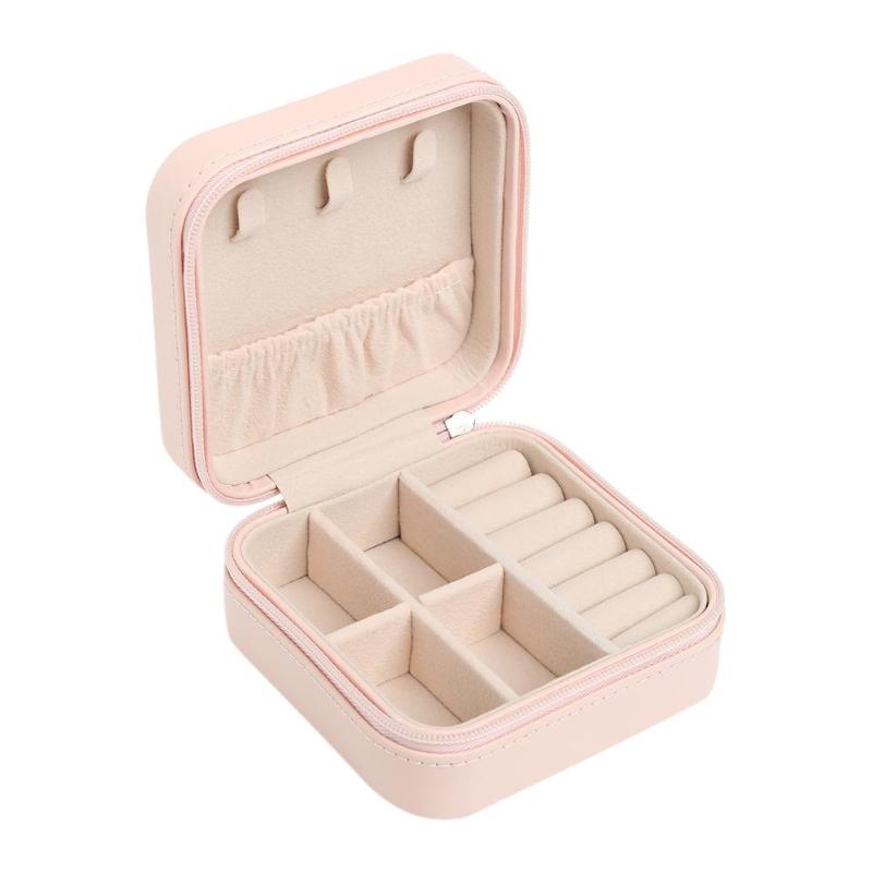 Jewelry Box Portable Storage Organizer Earring Holder Zipper Women Jewelry Display Travel Case 100x100x55mm