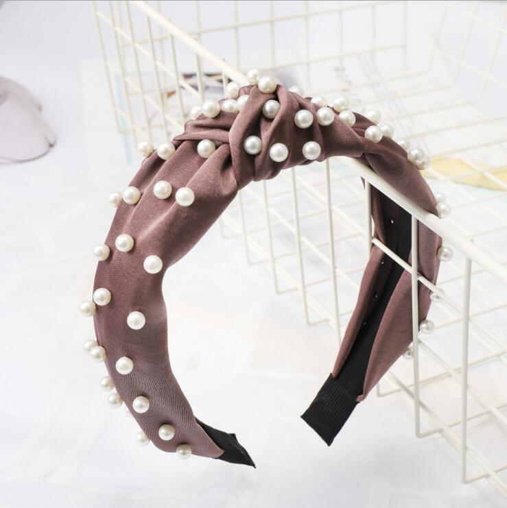 Fashion Pearl Hair Accessories Adult High Elastic Hair Band Headband For Girls Hairband Wholesale Hair Hoop Turban