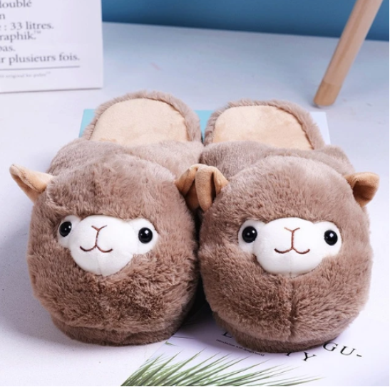 Fluffy alpaca slippers