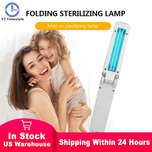 Handheld UVC Disinfection Lamp 2W UV Sterilization Lamp Folding Ultraviolet Disinfection Light Travel Sterilizing Lights