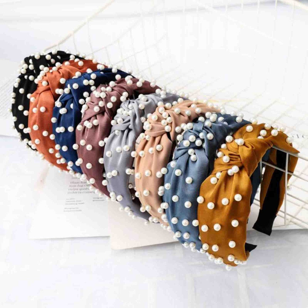 Fashion Pearl Hair Accessories Adult High Elastic Hair Band Headband For Girls Hairband Wholesale Hair Hoop Turban