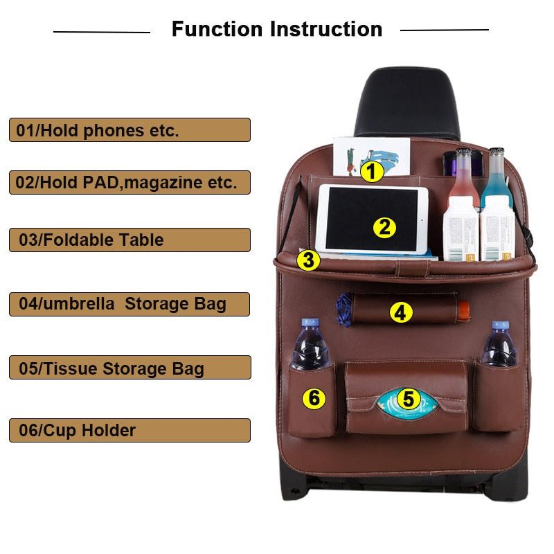 Leather Car Seat Back Organizer