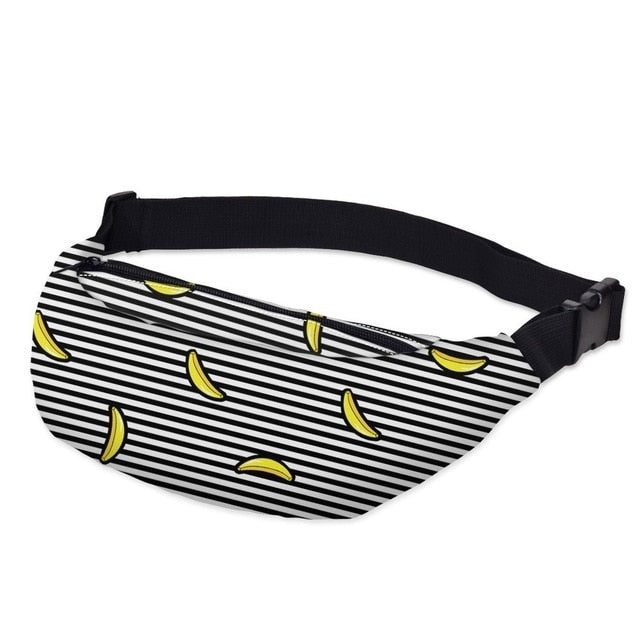 Deanfun 3D Printed Waist bags Pack Striped with Banana Pattern  Adjustable Band for Outdoors Fanny Packs YB20