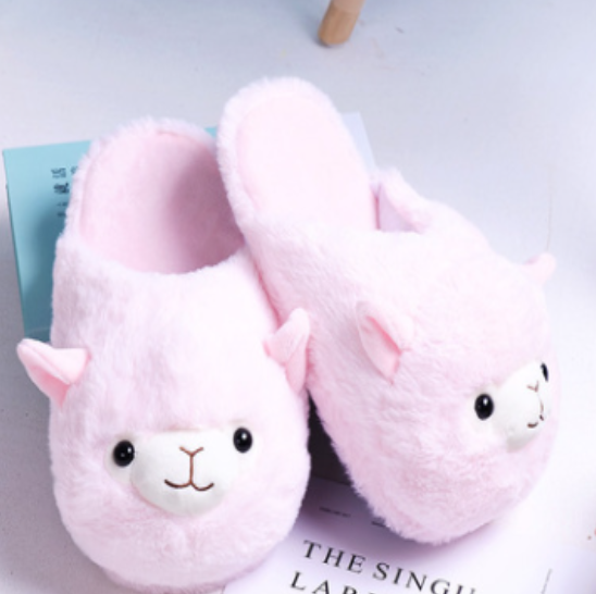 Fluffy alpaca slippers