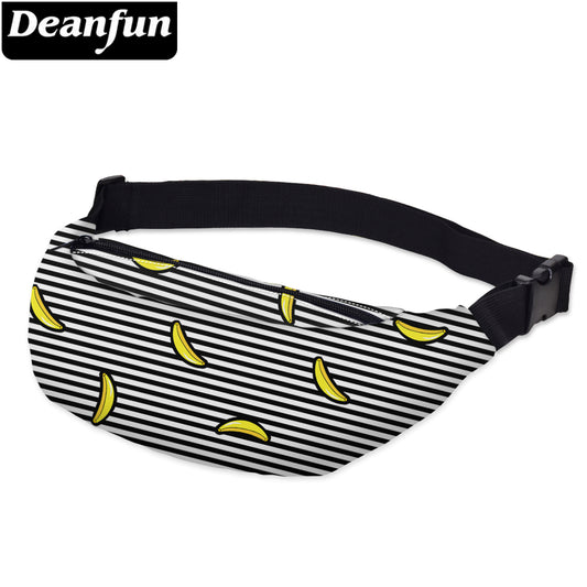 Deanfun 3D Printed Waist bags Pack Striped with Banana Pattern  Adjustable Band for Outdoors Fanny Packs YB20